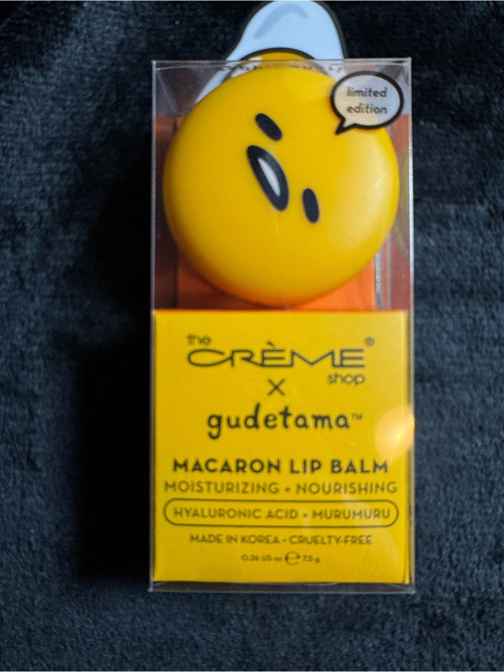 The Crème Shop x Gudetama Yellow Macaron Lip Balm - NIB